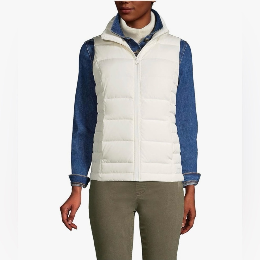 Lands' End NWT Women’s Puffer Down Vest in Ivory